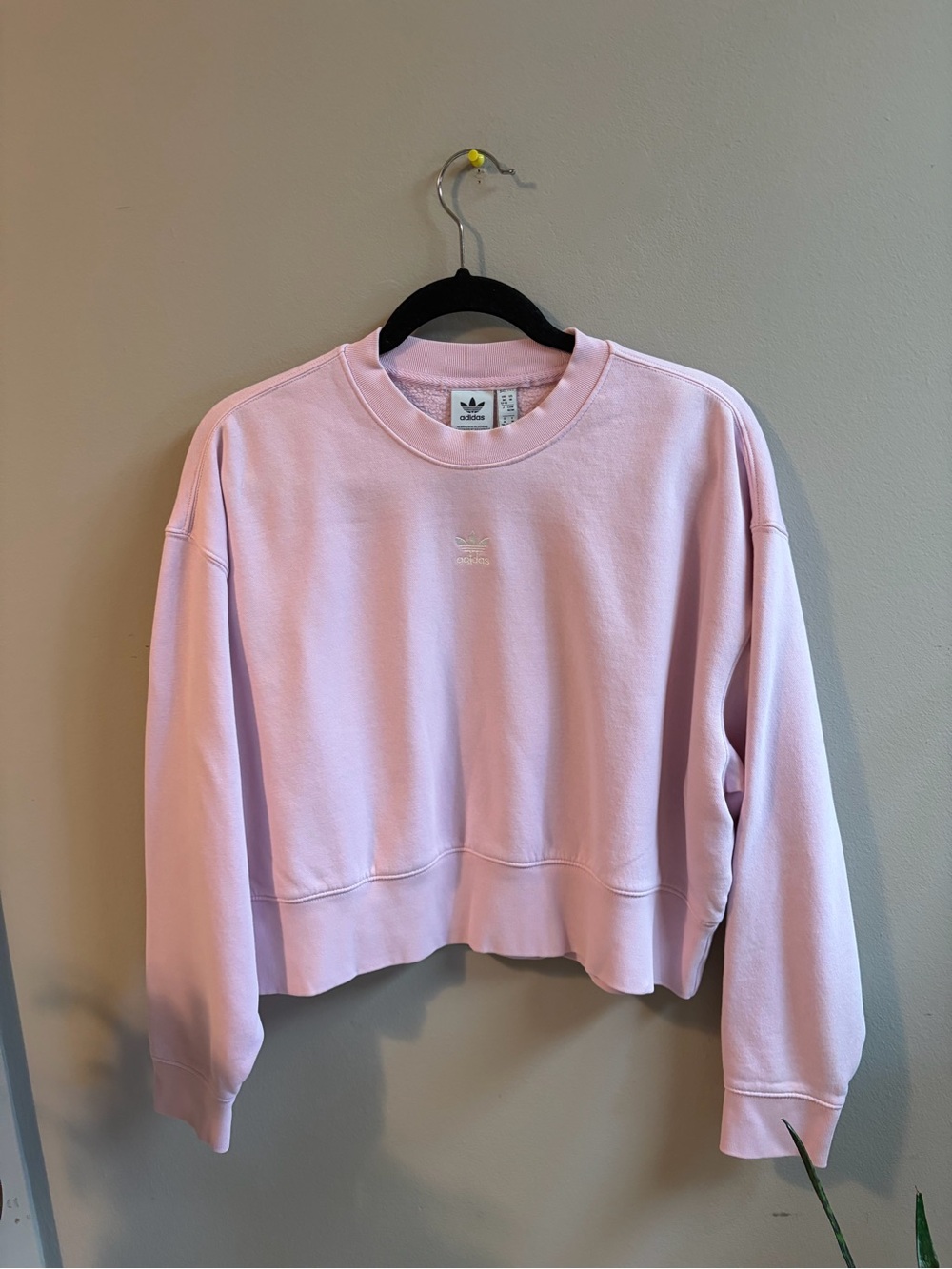 adidas Pastel Pink Cropped Crewneck Sweatshirt